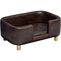Pawhut Sofá para Mascotas Sofá para Perros Pequeños y Medianos Asiento Acolchado Cómodo 74x48-5x31 cm Marrón